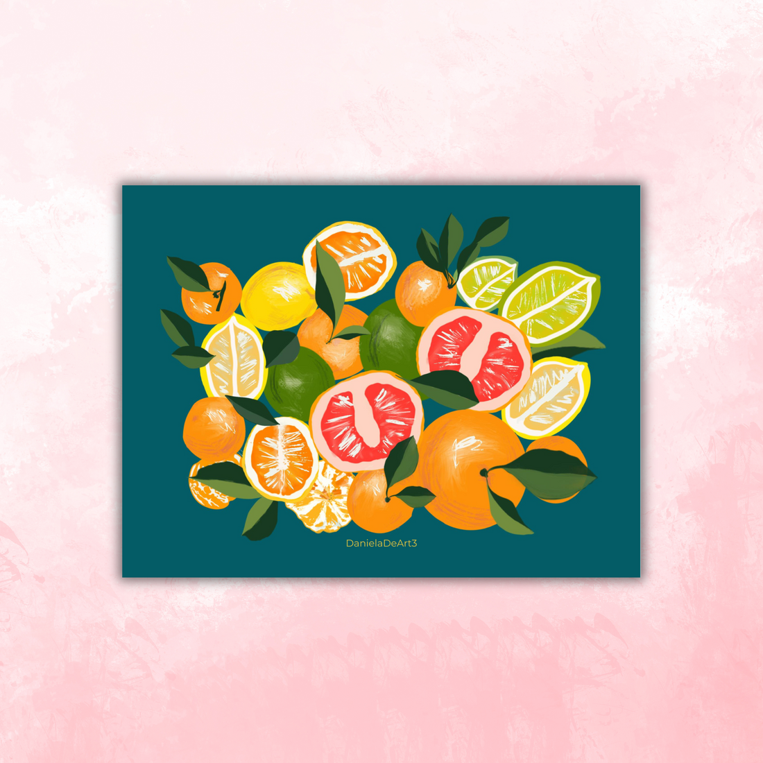 LEMONS AND ORANGES ON Blue Sticker waterproof quality vinyl matte