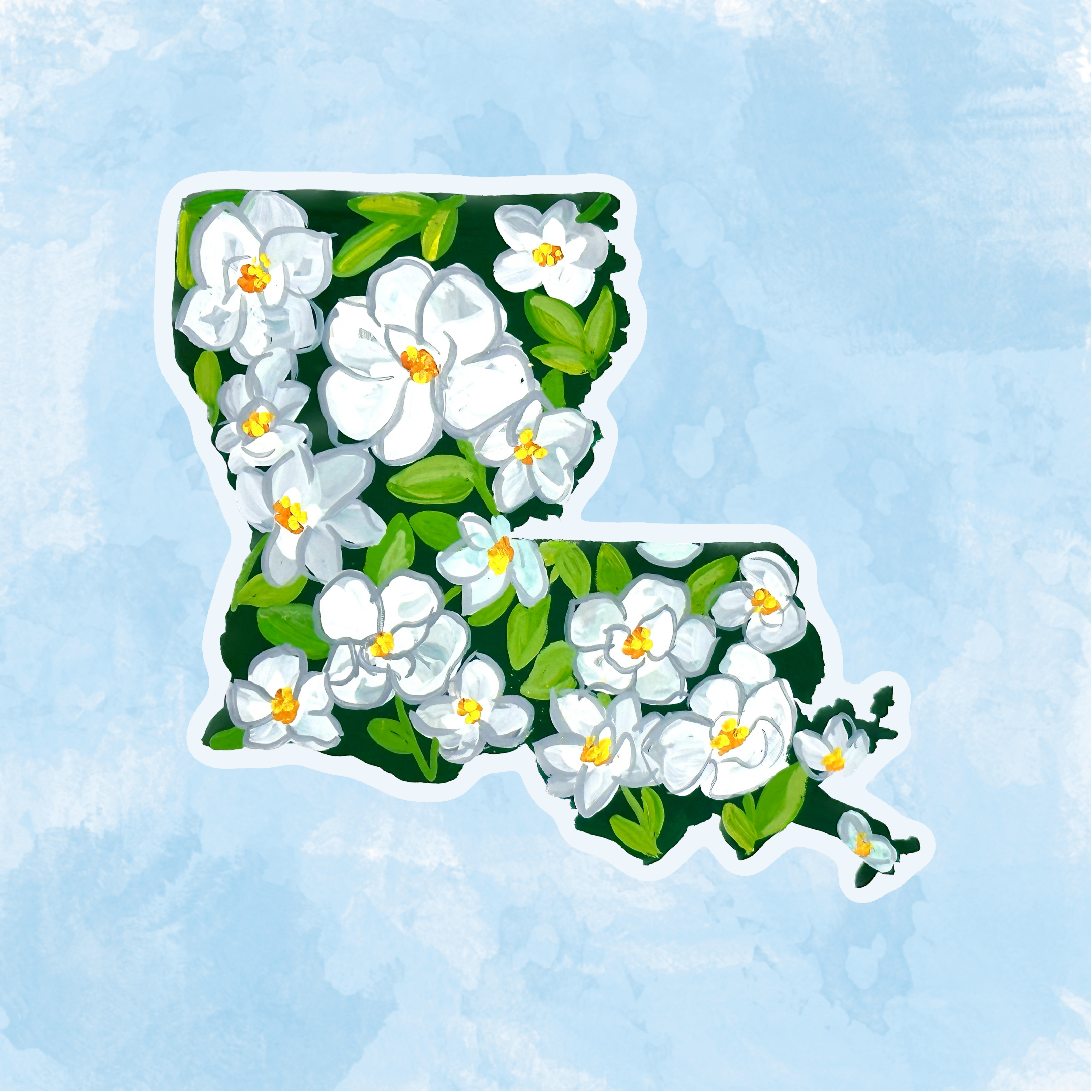 Lousiana State Flowers sticker WATERPROOF QUALITY VINYL MATTE