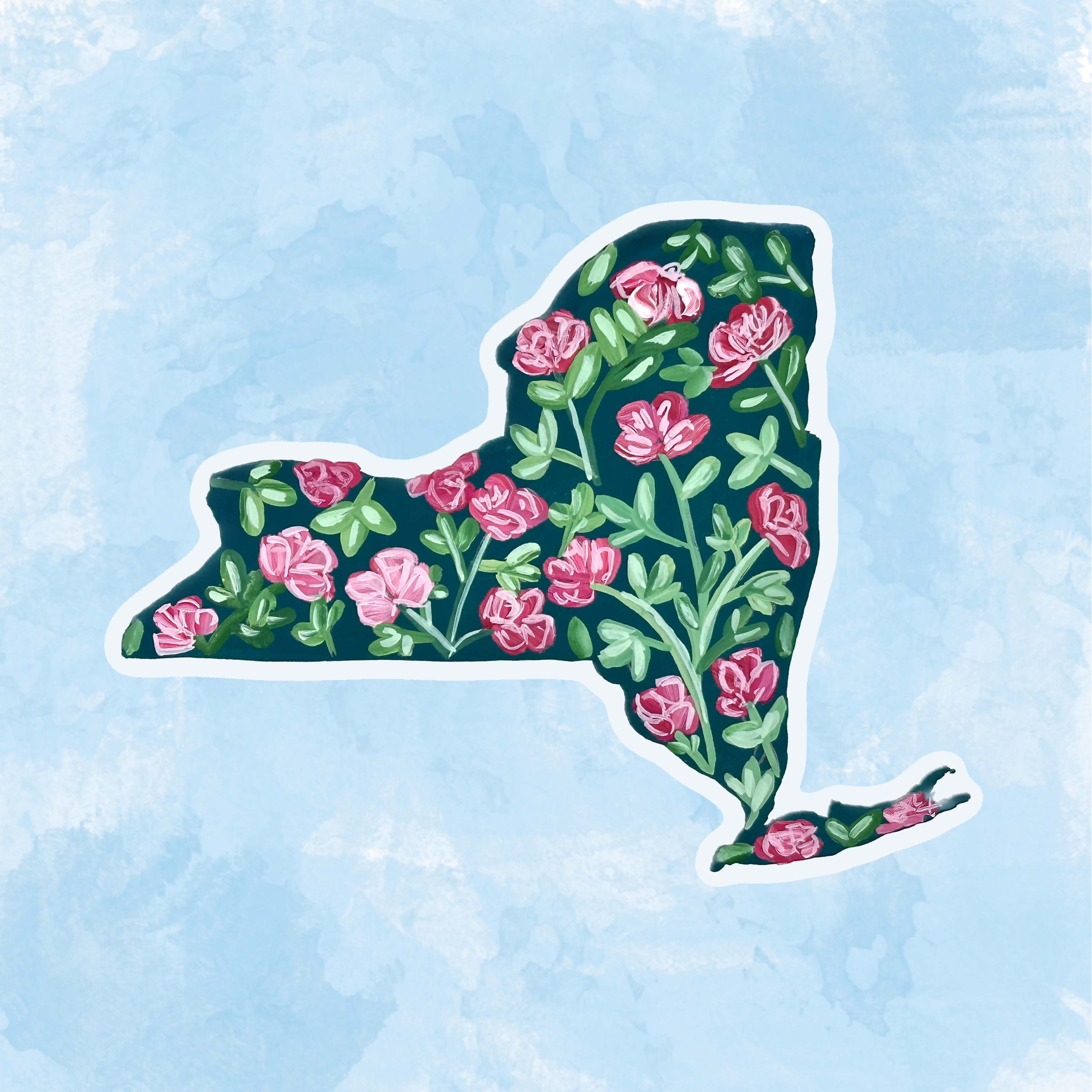 New York State Flowers and Bird sticker WATERPROOF QUALITY VINYL MATTE