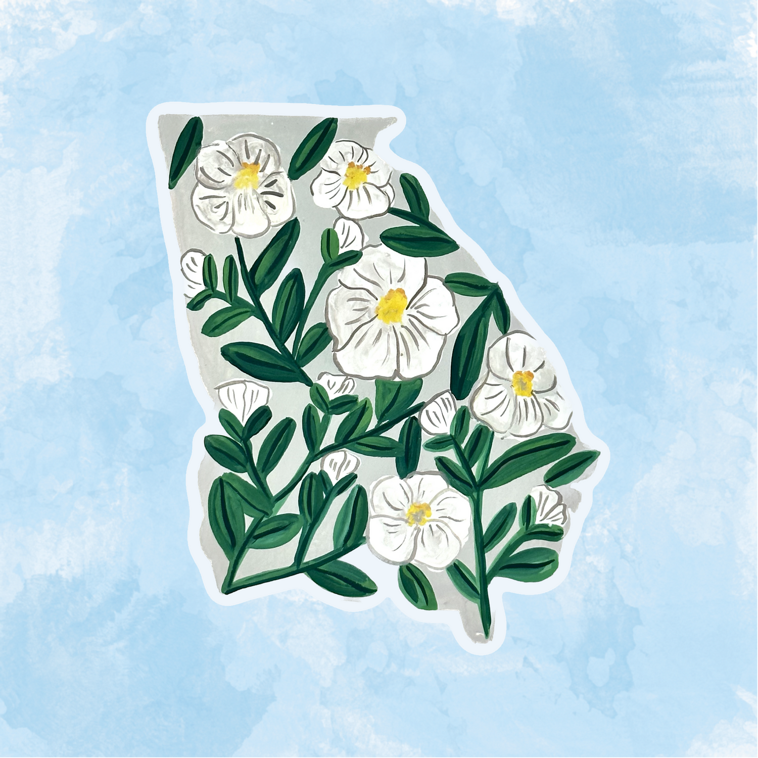 Georgia State Flowers sticker WATERPROOF QUALITY VINYL MATTE