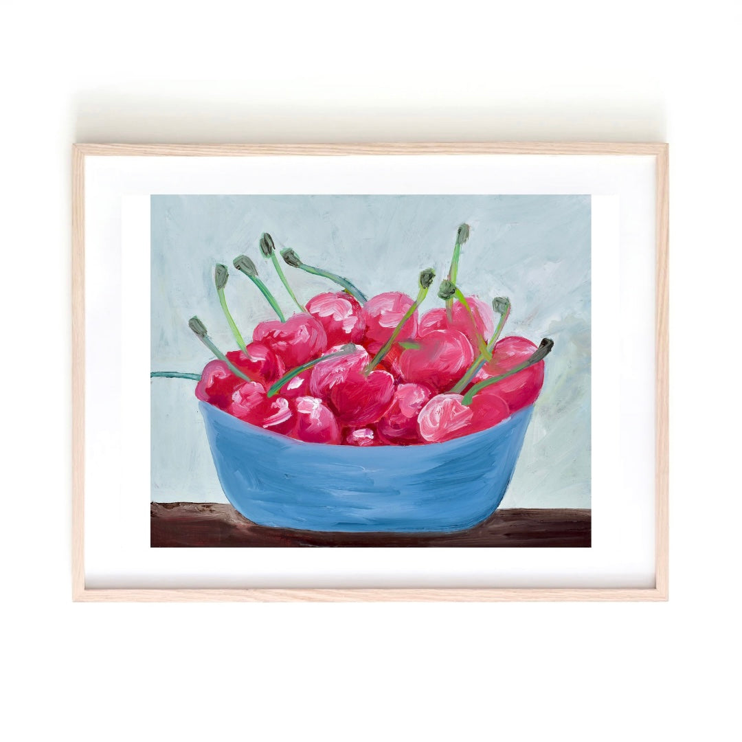 Bowl of cherries art print