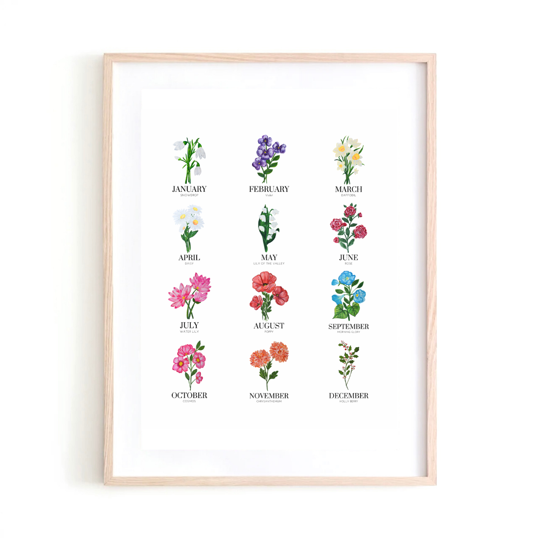 All Birth Month Flowers II art print