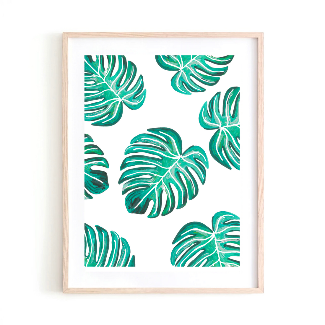 Green & White Monstera Collage art print