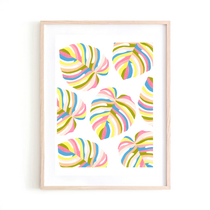 Multicolor Monstera Collage art print