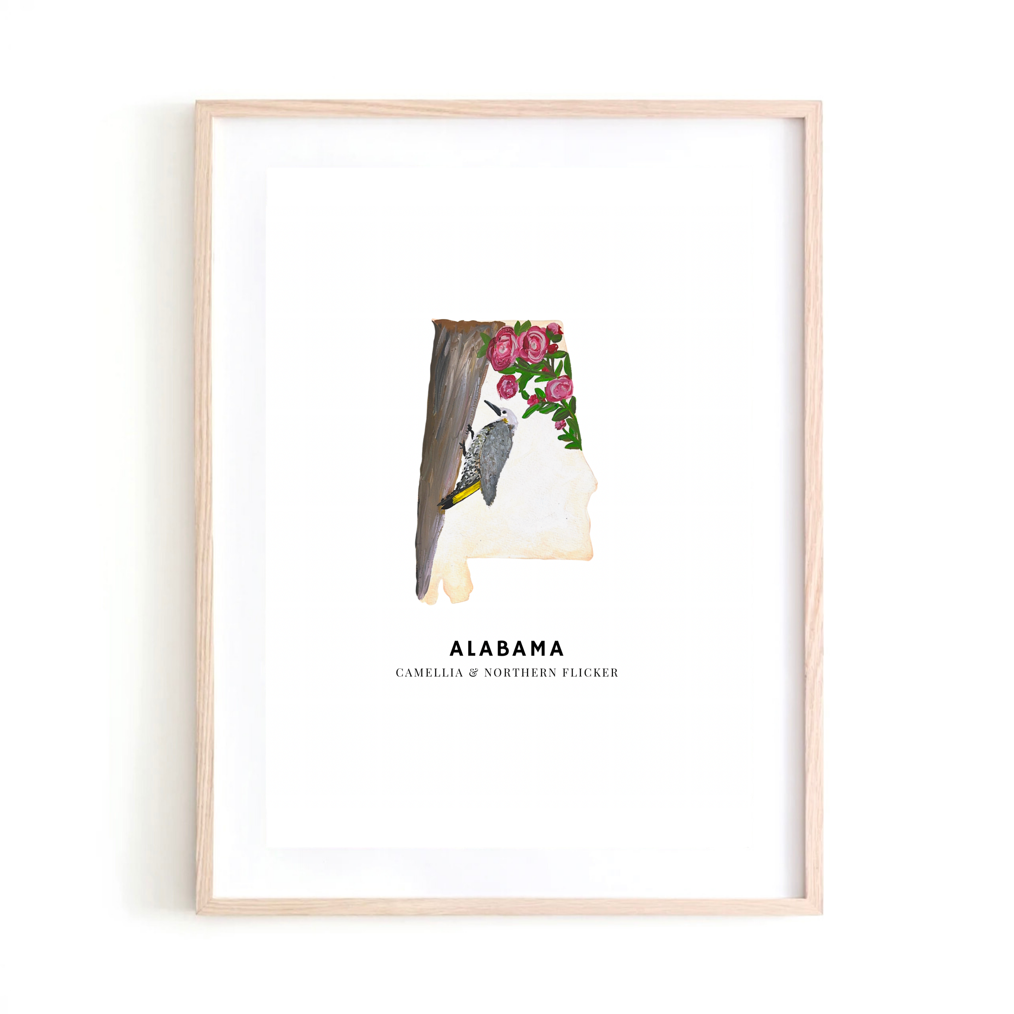 Alabama State Flowers and Bird art print