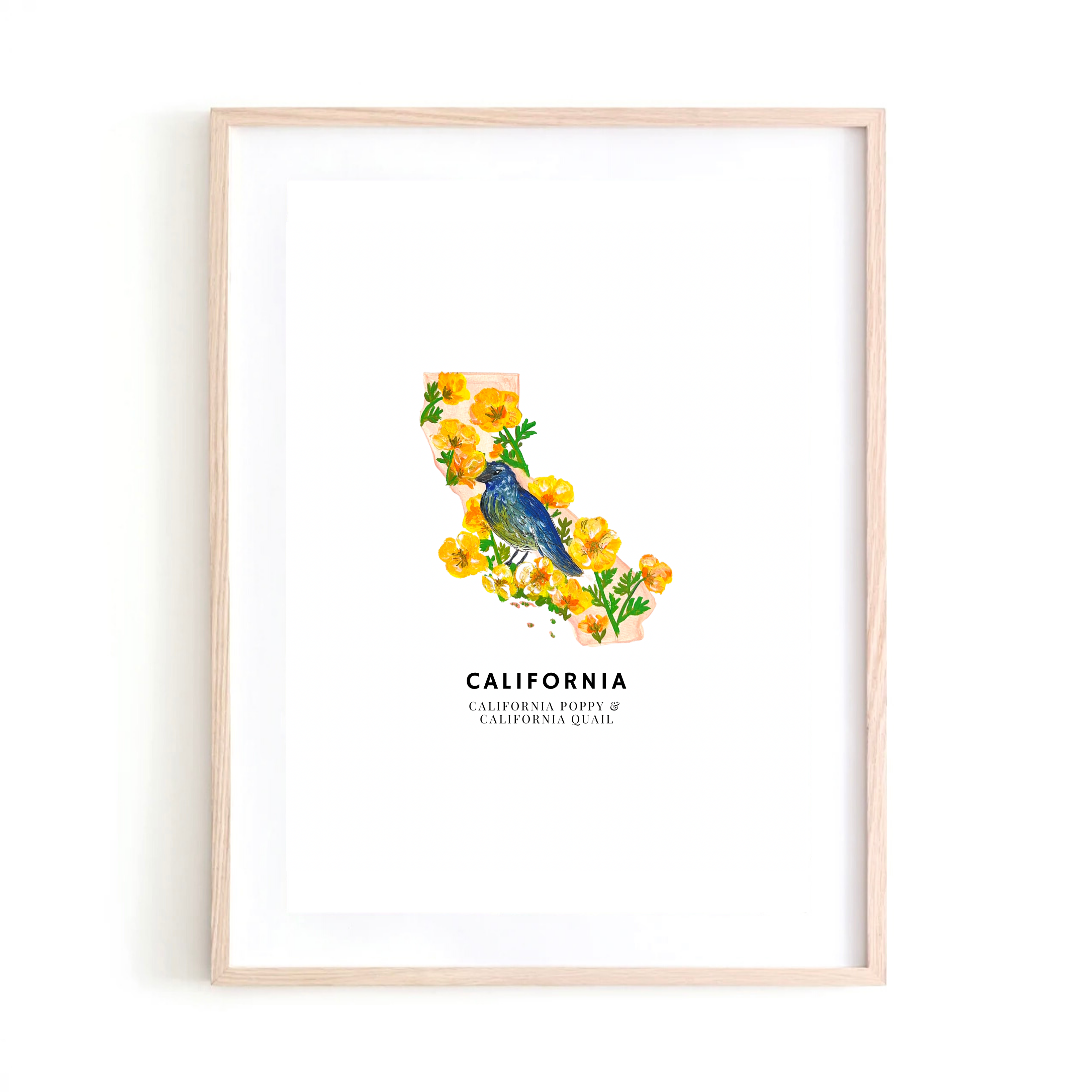 California State Flowers and Bird art print