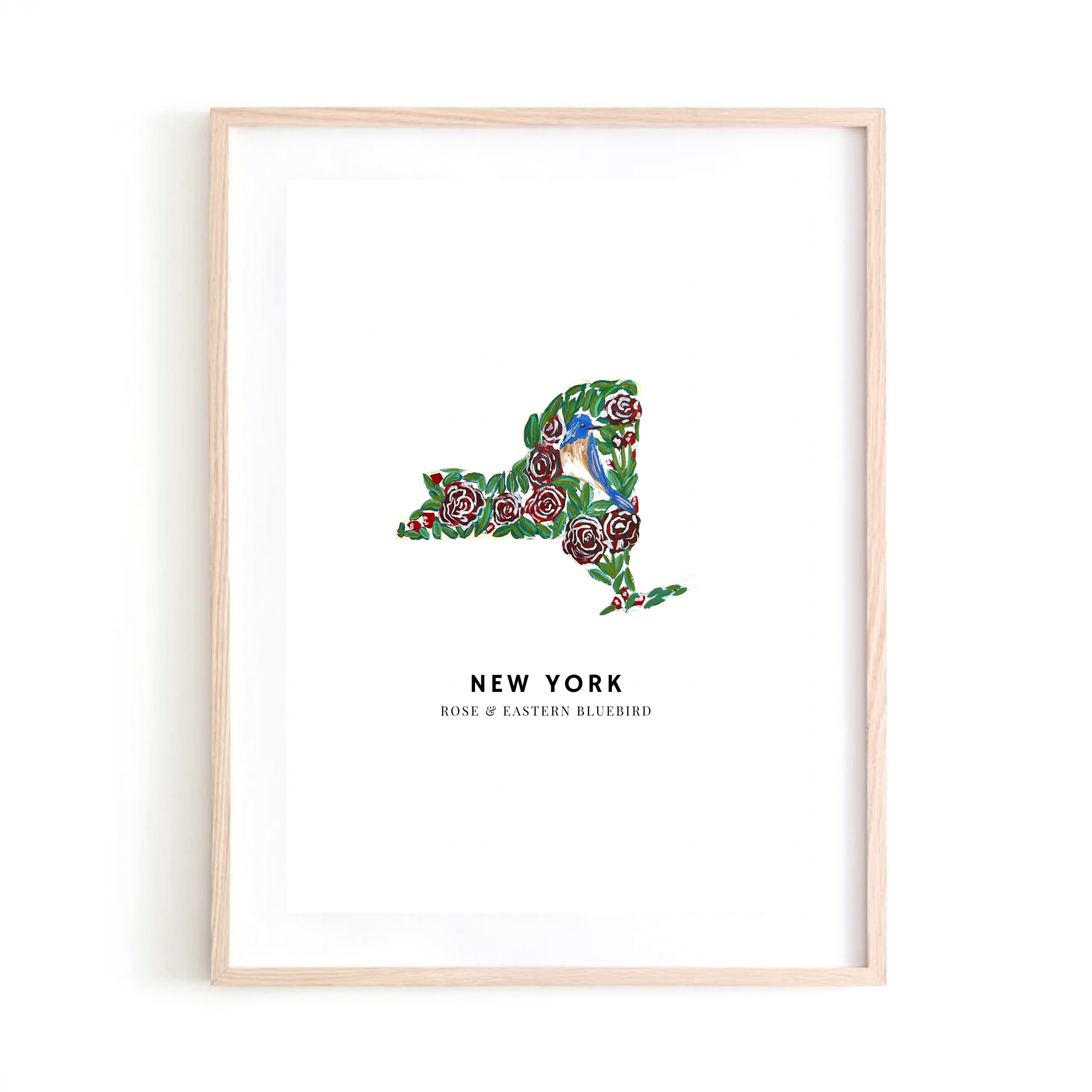 New York State Flowers and Bird art print