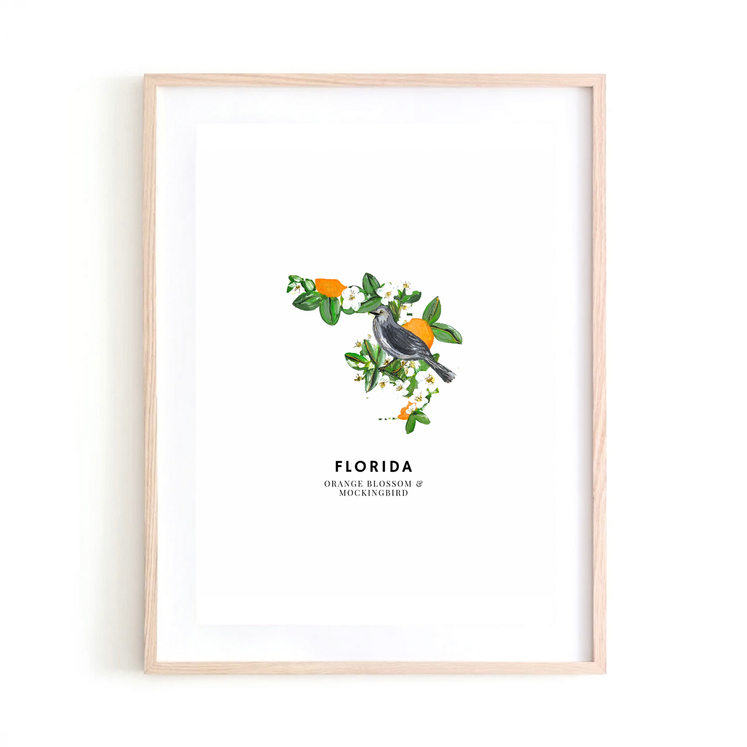 Florida State Flowers and Bird art print