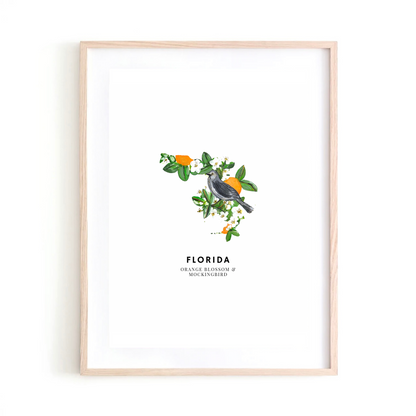 Florida State Flowers and Bird art print