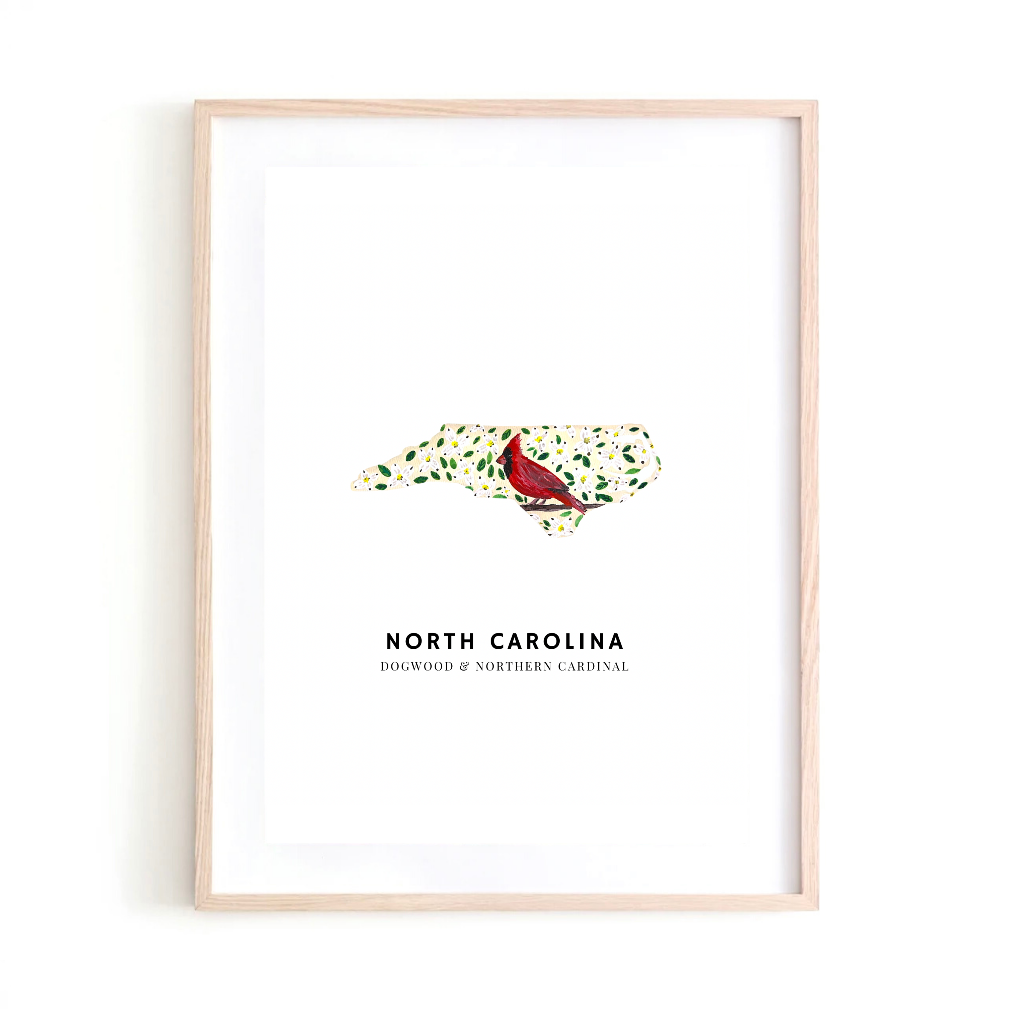 North Carolina State Flowers and Bird art print