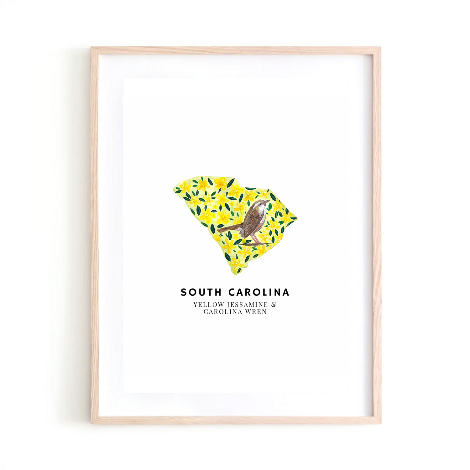 South Carolina State Flowers and Bird art print