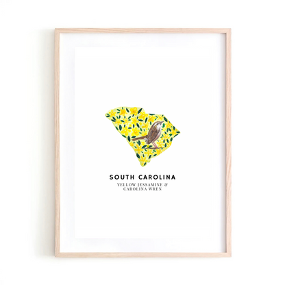 South Carolina State Flowers and Bird art print