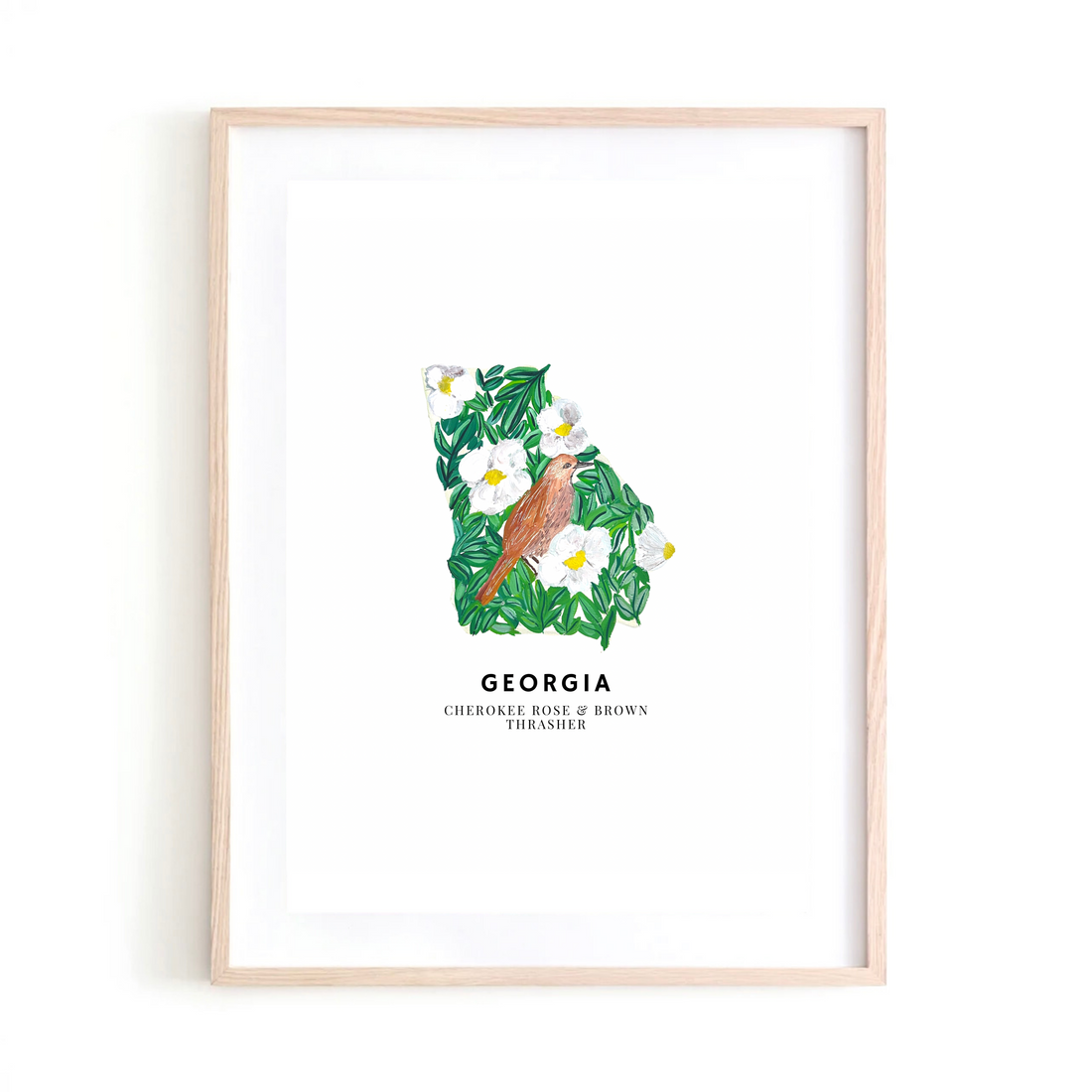 Georgia State Flowers and Bird art print