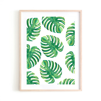 Green Monstera collage art print