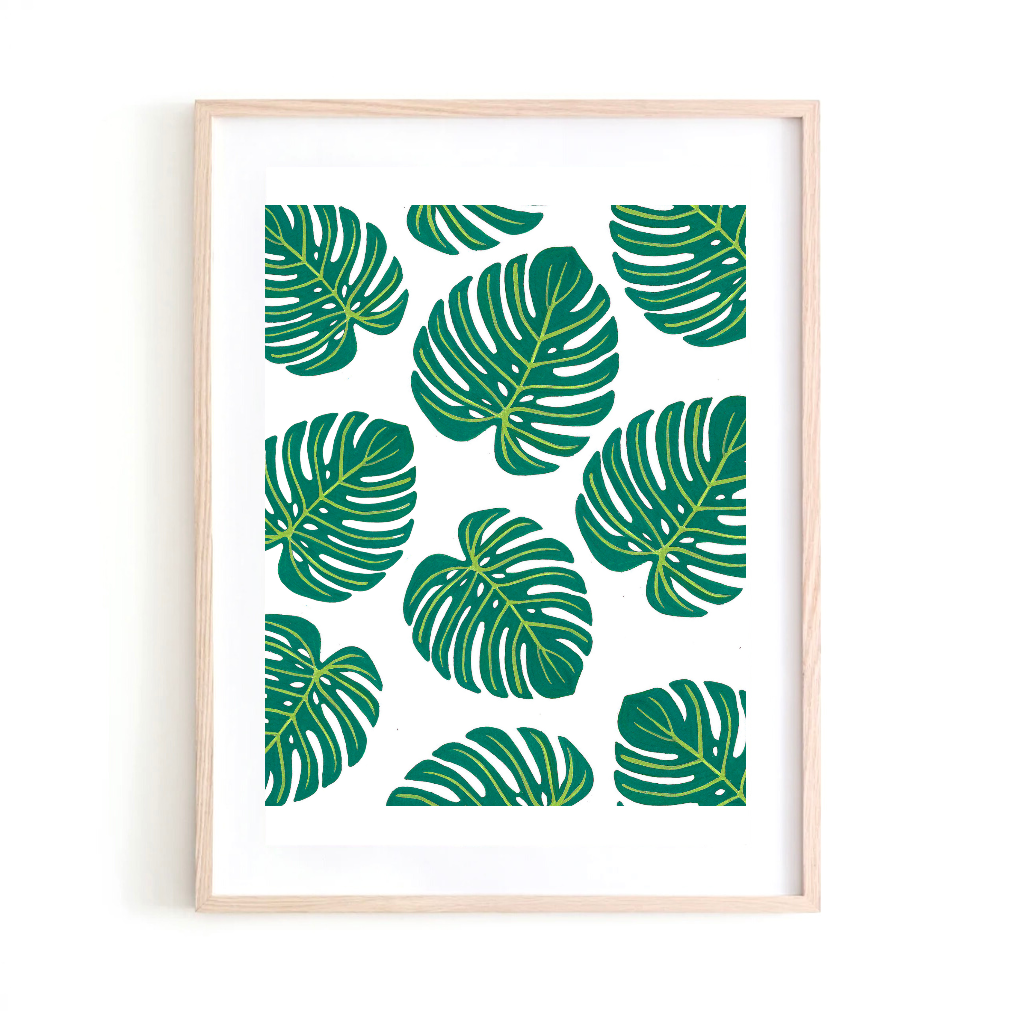 Green &amp; Yellow Monstera Collage art print