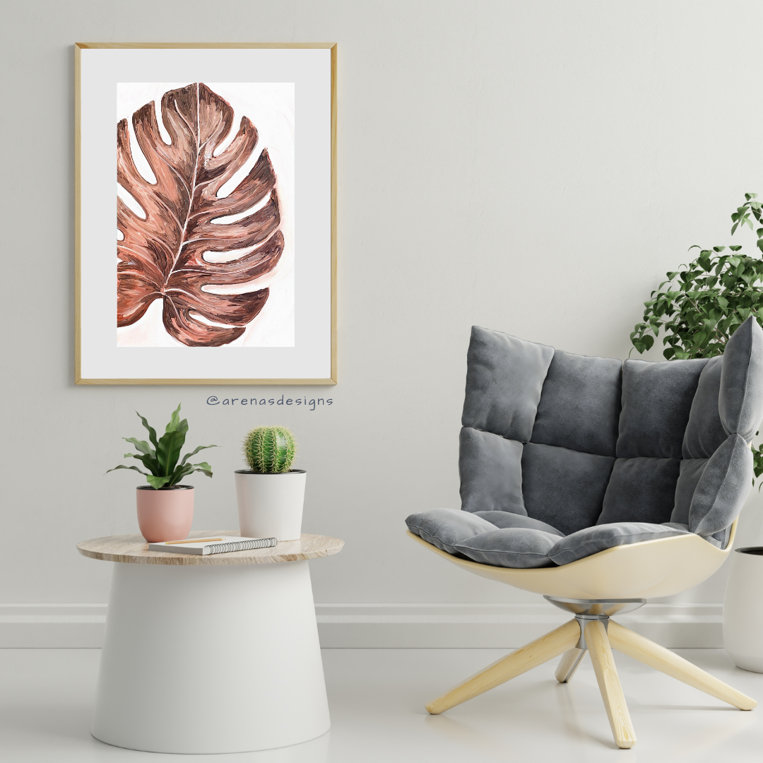 Terracotta Monstera art print