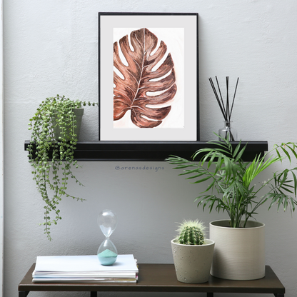 Terracotta Monstera art print