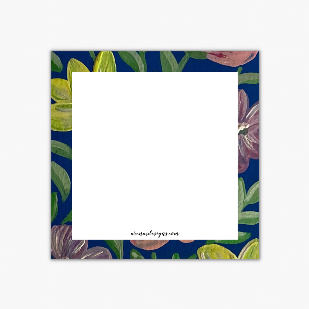 Colorful Flowers on Blue post it