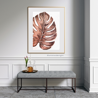 Terracotta Monstera art print