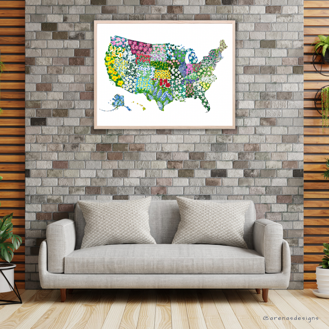 USA State Flowers art print