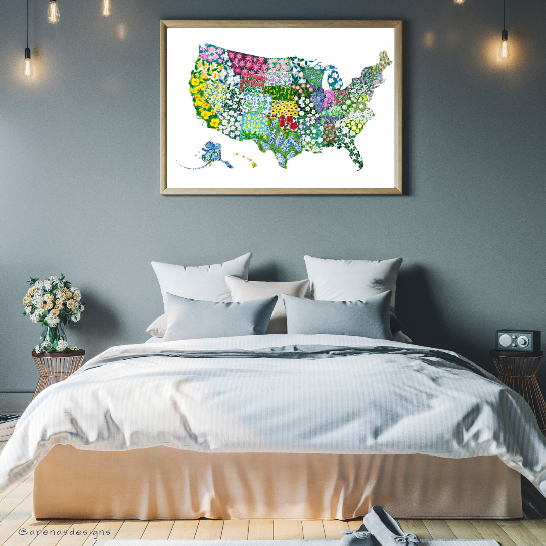 USA State Flowers art print