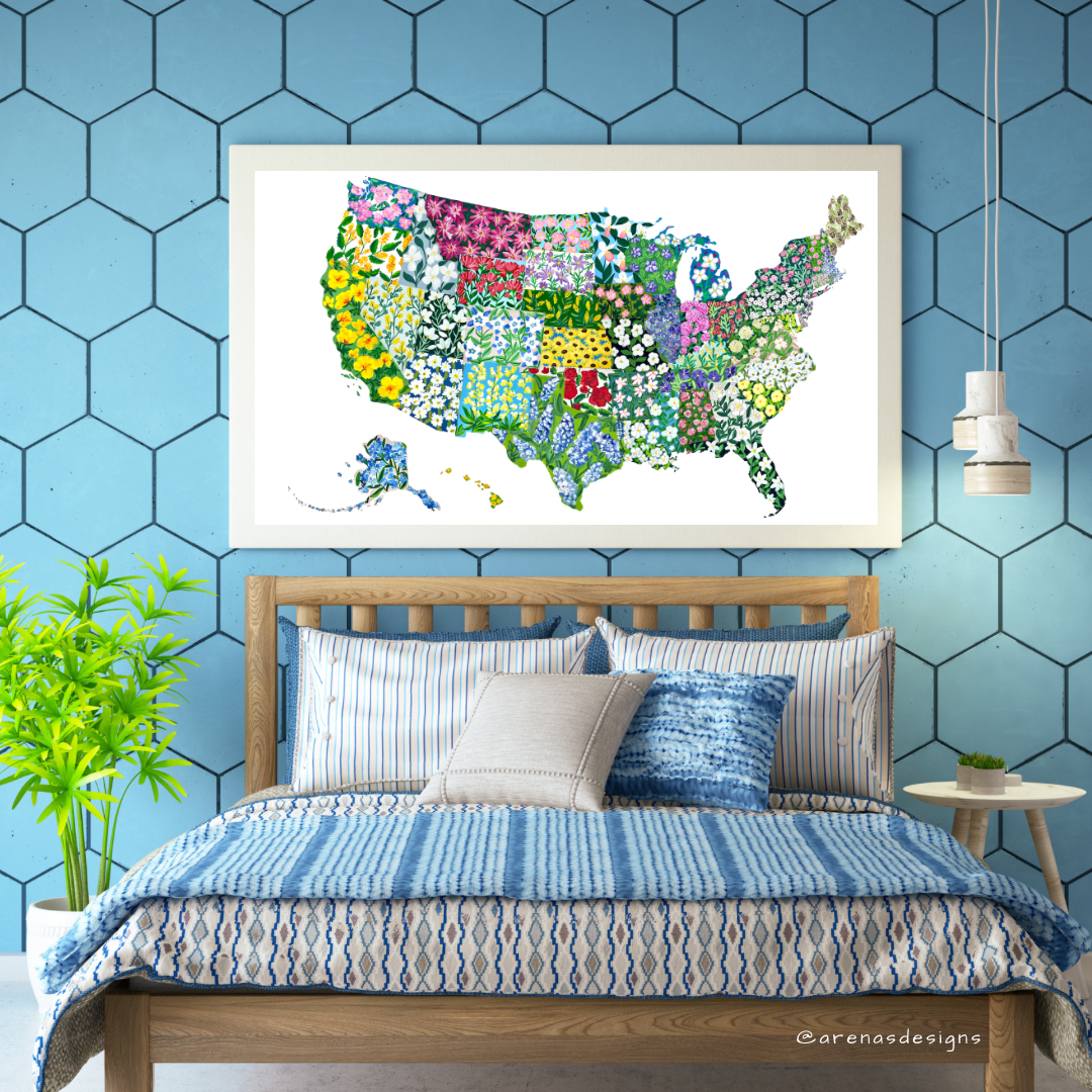 USA State Flowers art print